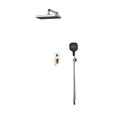Chrome and rose gold concealed shower system with rectangular dark-face rain head, lever plate and handheld — SANIKB SP076C 22 74 1-1