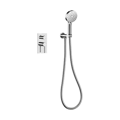 Chrome concealed shower with round rain head, two-lever rectangular trim and round multi-function handheld — SANIKB SP068 22 01 1