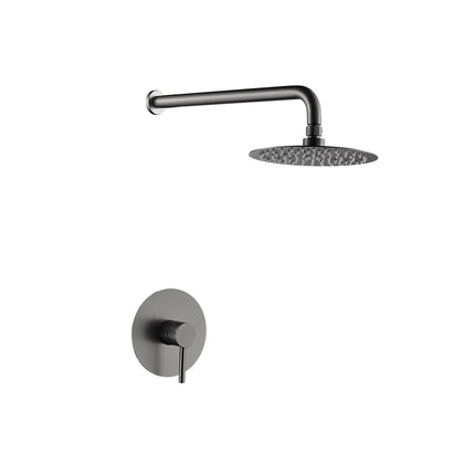 Gunmetal grey concealed shower faucet for showers, stainless steel, round rain head with single-lever trim — SANIKB FYF-9011-1.