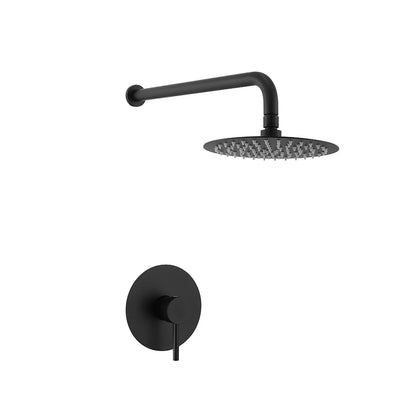 Matte black concealed shower faucet for showers, stainless steel, round rain head with pin-lever trim — SANIKB FYF-9011-1.
