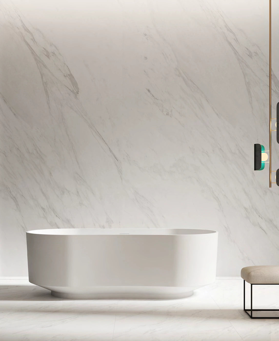 Contoured Oval Solid Surface Bathtub - T8702; complete model view