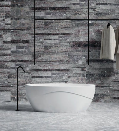 Curved Accent Oval Solid Surface Bathtub - XA-8809; complete factory model view