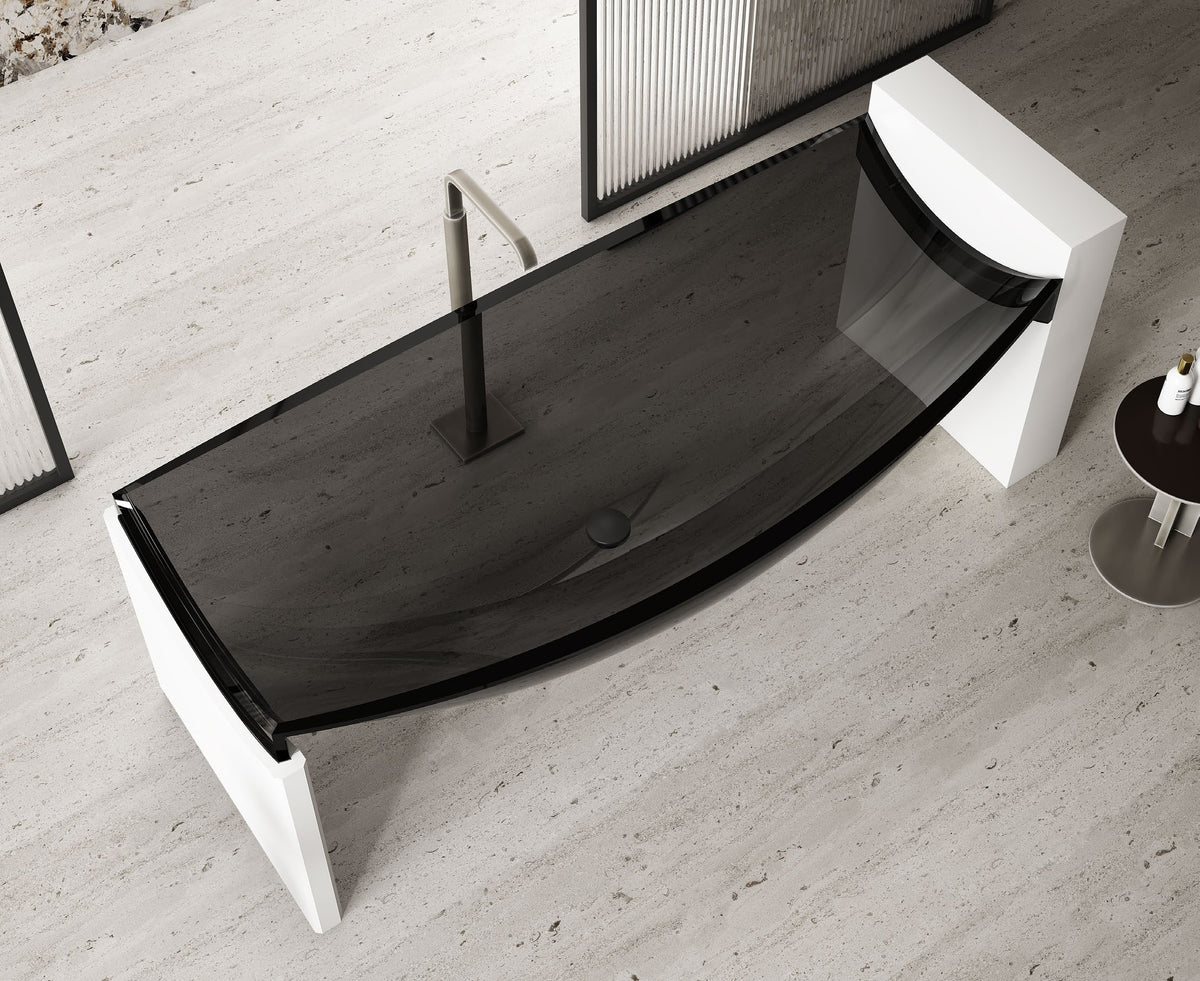 Dark Curved Bathtub on Slim End Supports; original factory model TW-8997T-1 catalogue detail view 1