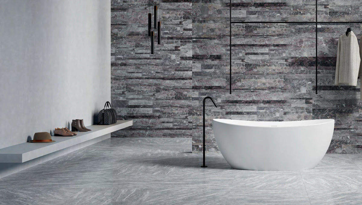 Deep Oval Solid Surface Bathtub - XA-8801; complete factory model view