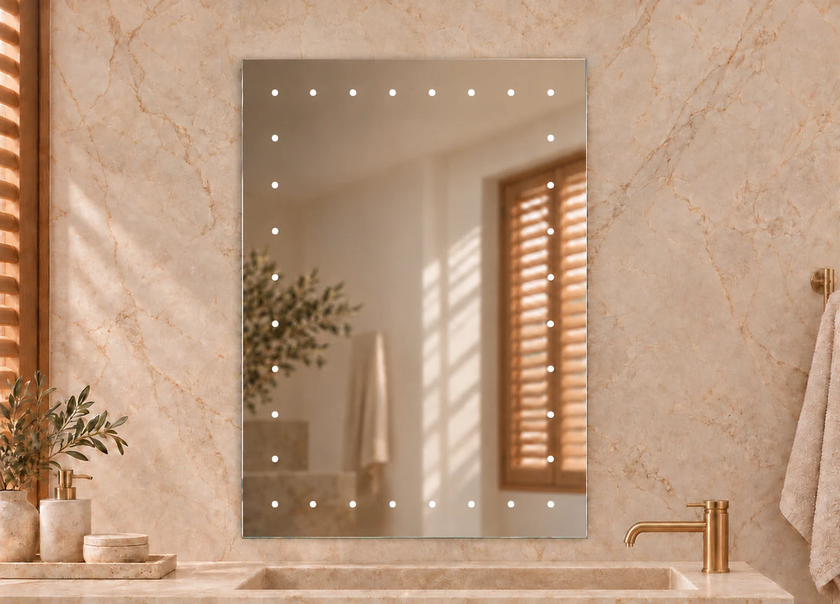 Dotted Border LED Bathroom Mirror — full product view; KS-1015
