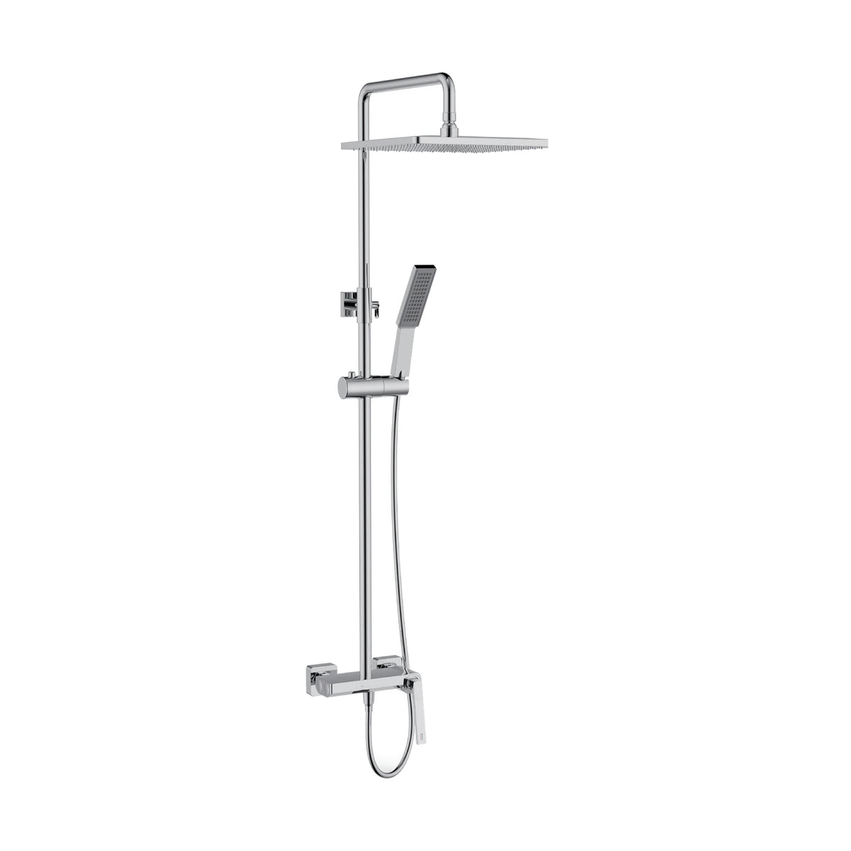 Square exposed shower system with thin square rain head, slim square handheld and side blade lever mixer — SANIKB DL-08 079-CP