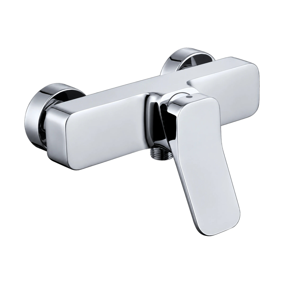 Exposed wall shower mixer with rectangular slab body, drooping flat paddle lever and round escutcheons — SANIKB DL-08 050-CP