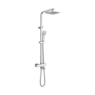 Chrome exposed shower system with square riser, square rain head, square handheld and tub spout — SANIKB DL-08 502-CP