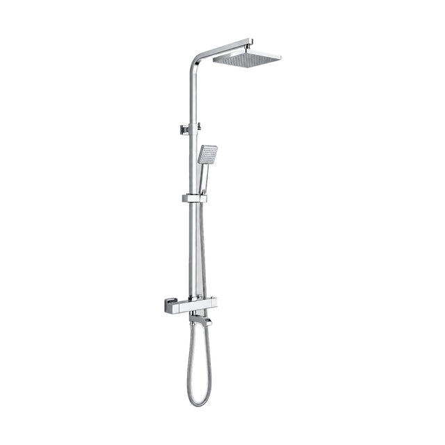 Système de douche apparent avec colonne carrée chromée et bec de baignoire DL-08 502