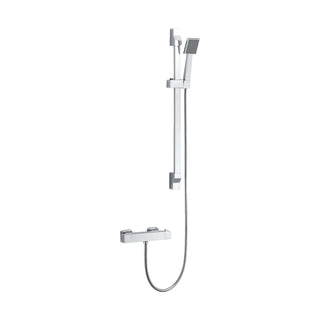 Chrome exposed shower set with rectangular bar valve, square-section slide bar and square handheld — SANIKB DL-08 505-CP