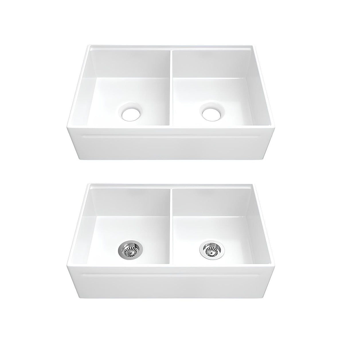 33 Inch Double Farmhouse Sink with Drainboard – Black Apron Front Kitchen Sink | SN101W3320D