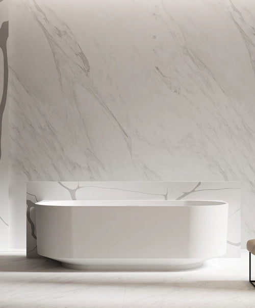 Flat Rear Rounded Rectangle Solid Surface Bathtub - T8706; complete model view