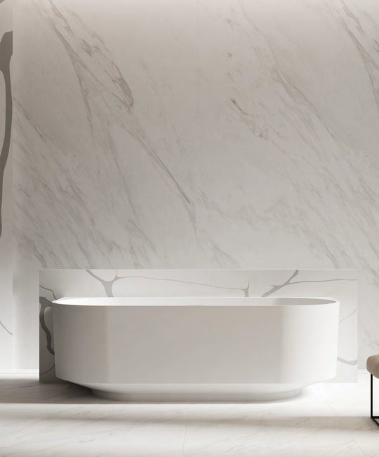 Flat Rear Rounded Rectangle Solid Surface Bathtub - T8706; complete model view