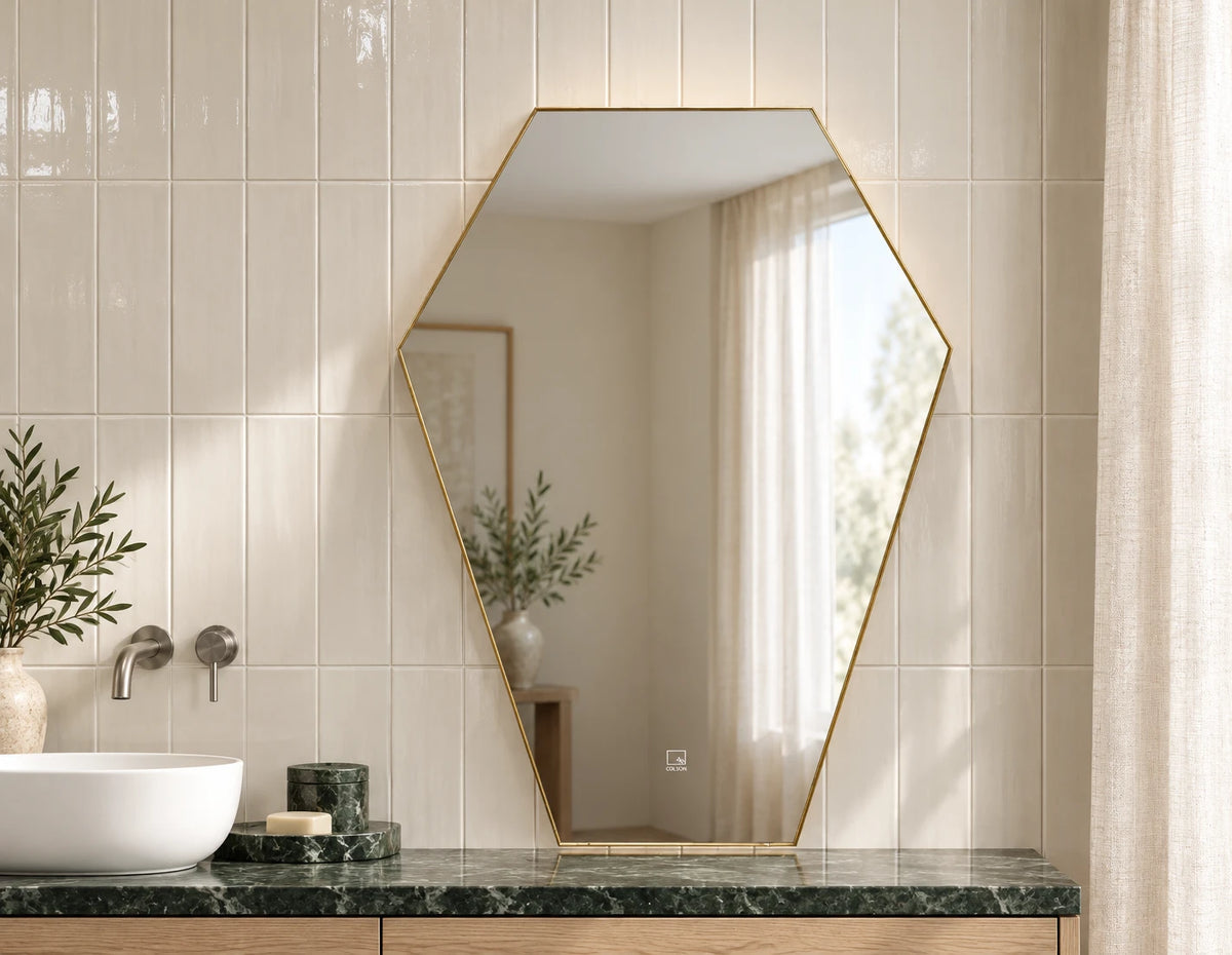 Frameless Hexagon Backlit LED Mirror — full product view; KS-2003