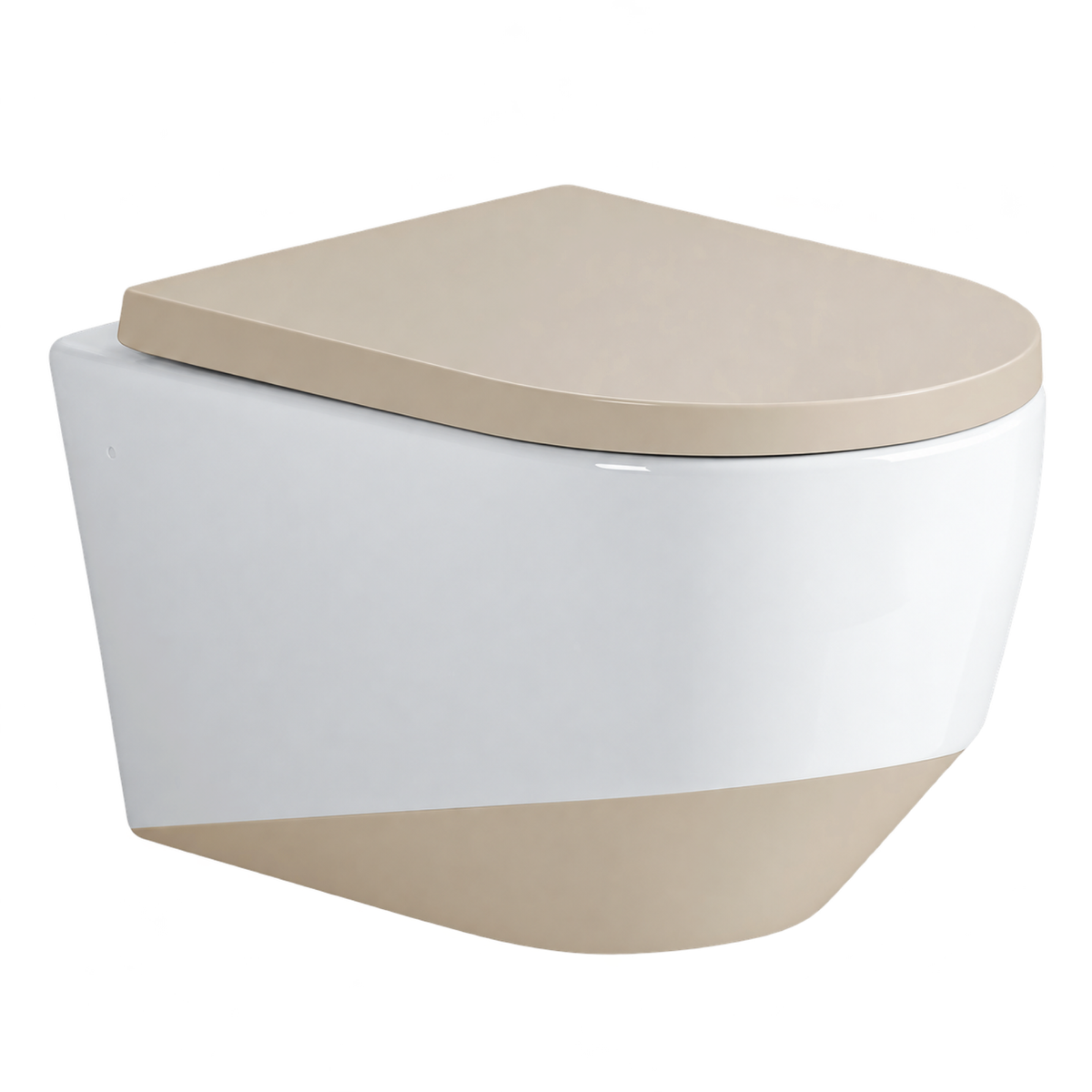 SANIKB FT-251 ceramic wall-hung toilet, white body with matt khaki lid and lower finish