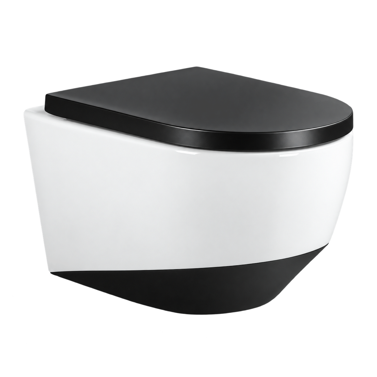 SANIKB FT-251 ceramic wall-hung toilet, white body with matt black lid and lower finish