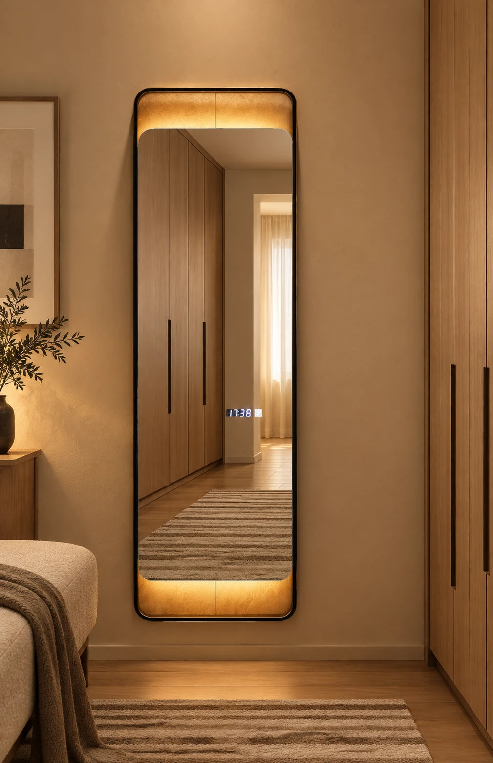 Gold Edge Full Length LED Mirror — full product view; KS-2011