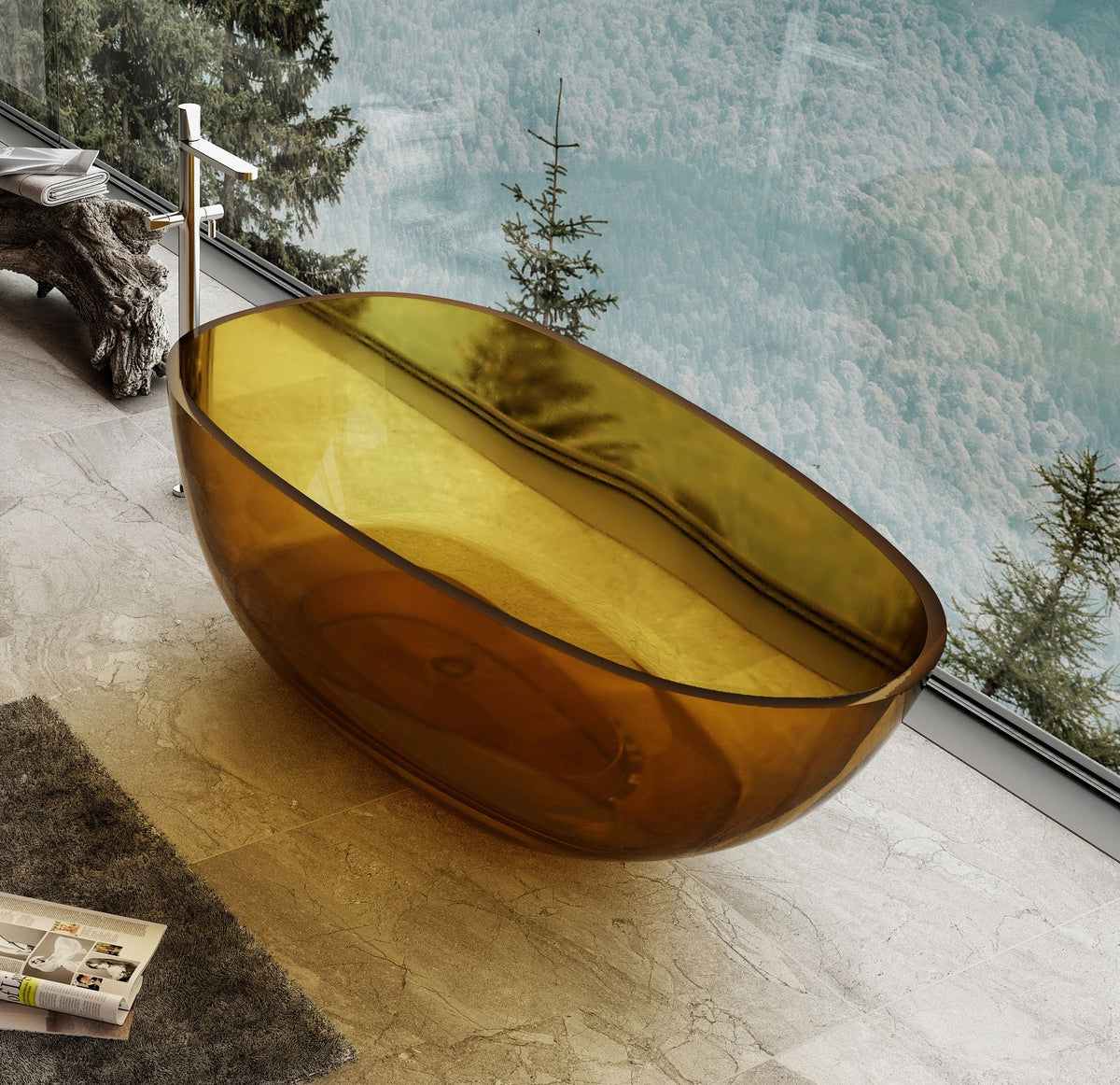 Golden Oval Transparent Bathtub with Broad Bowl; original factory model XA-8806T catalogue detail view 1