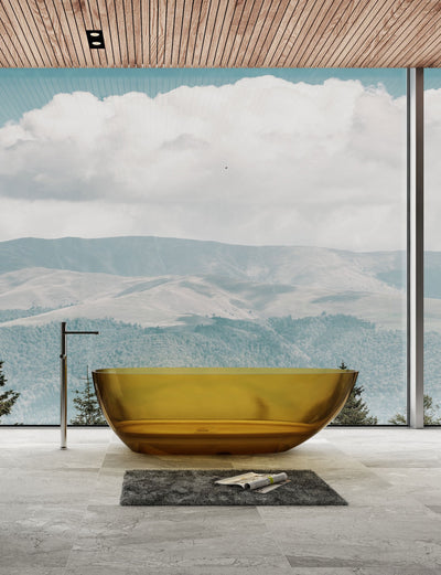 Golden Oval Transparent Bathtub with Broad Bowl; original factory model XA-8806T complete product view