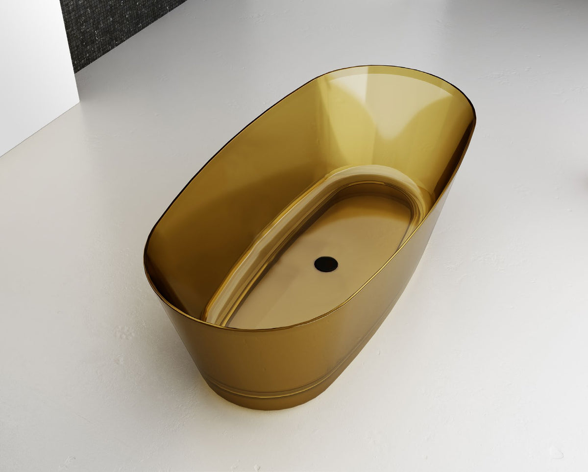 Golden Rounded Rectangle Transparent Bathtub; original factory model XA-8831T catalogue detail view 1