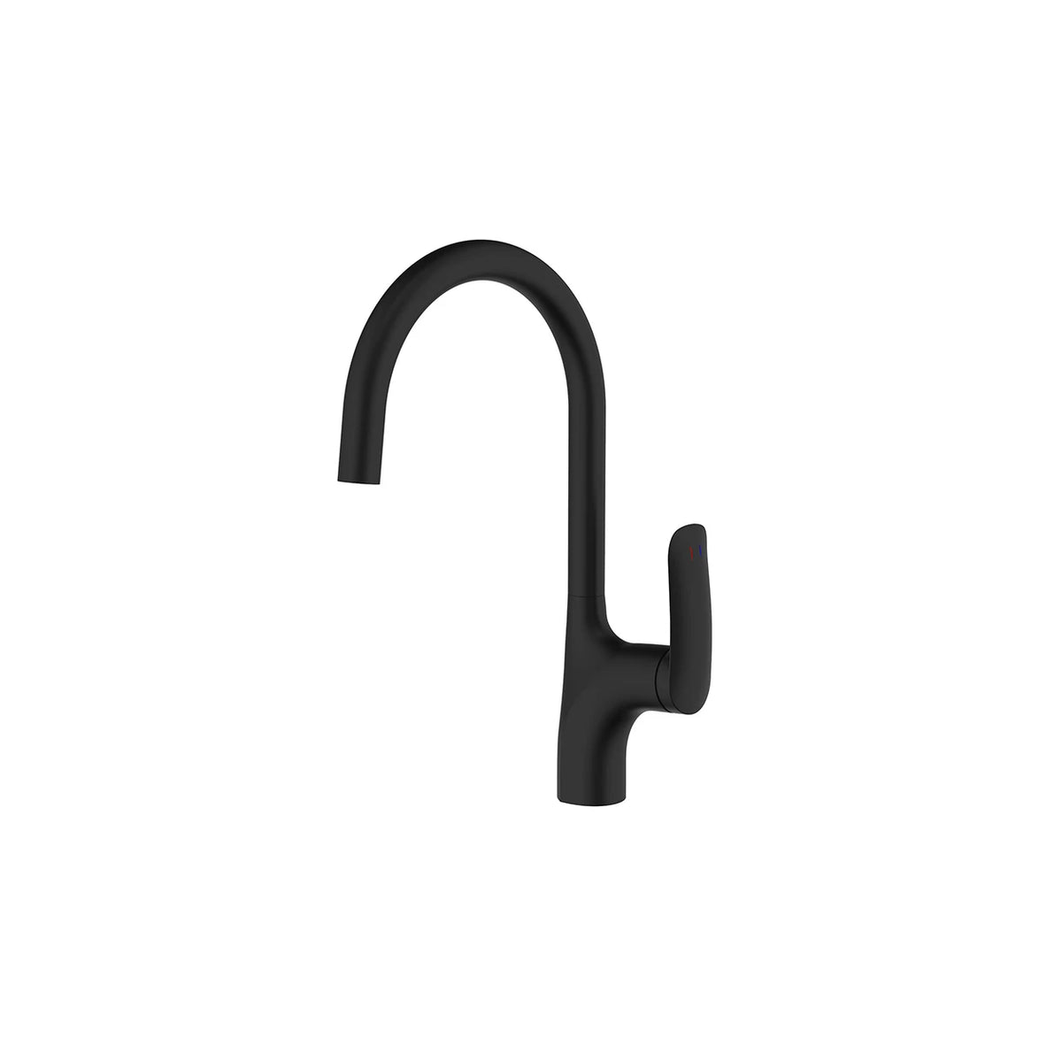 Matte black gooseneck kitchen faucet, stainless steel body, single-lever high-arc spout — SANIKB FYF-05013.