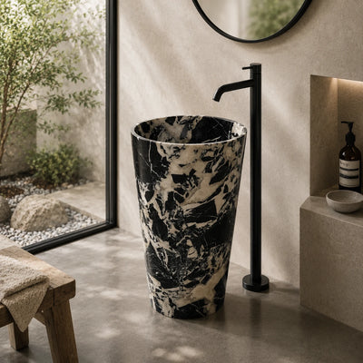 Grand Antique Marble Tapered Pedestal Basin