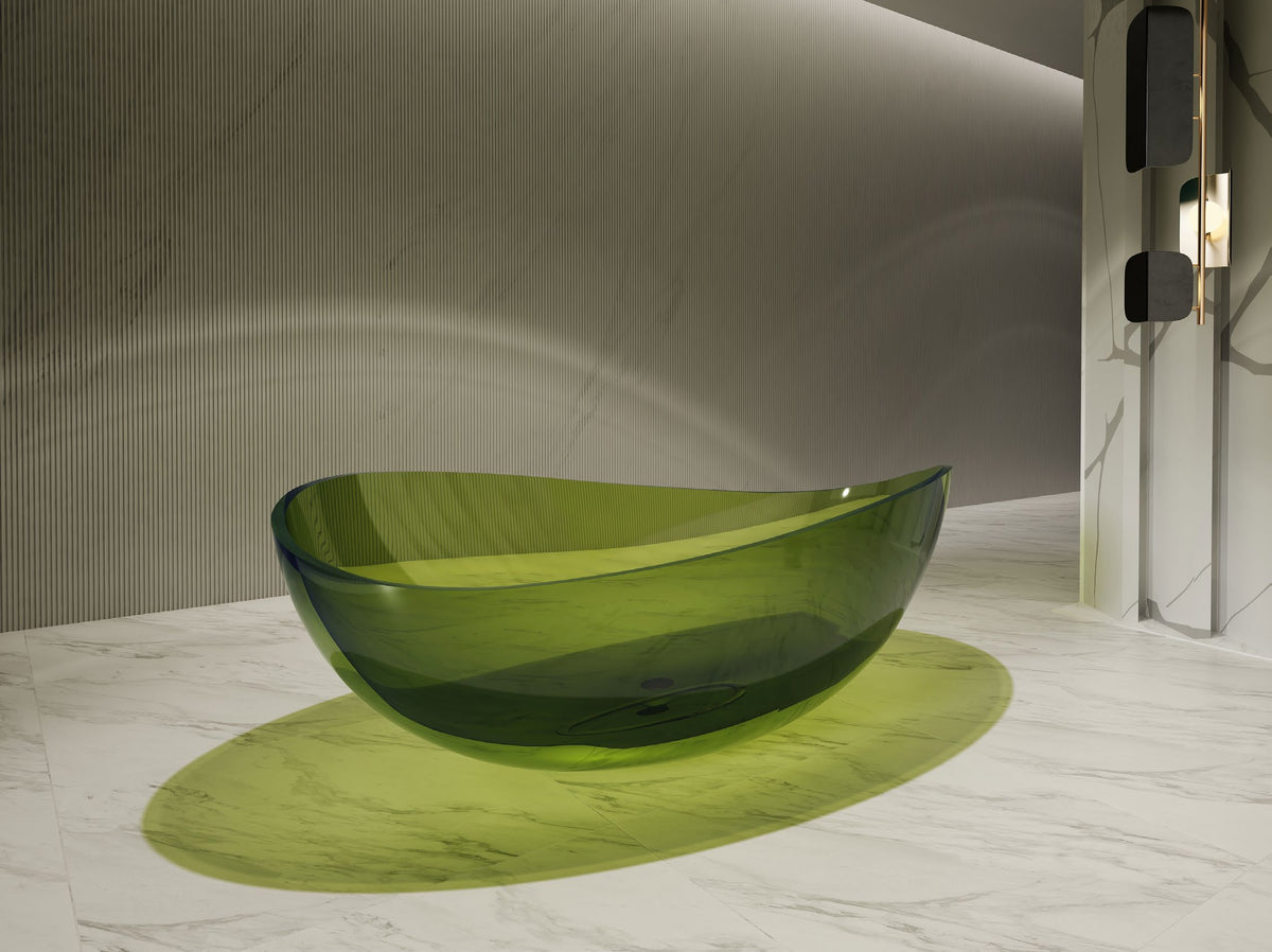 Green Asymmetric Transparent Bathtub; original factory model XA-8819T catalogue detail view 1