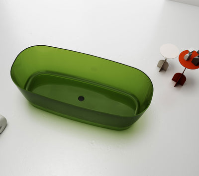 Green Capsule Transparent Bathtub; original factory model TW-8606T complete product view