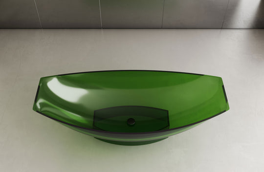 Green Curved Transparent Bathtub on Central Base; original factory model TW-8991T catalogue detail view 1