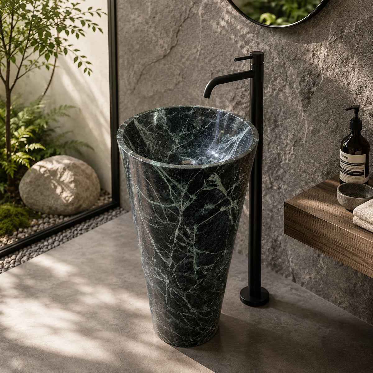 Green Marble Tapered Pedestal Basin