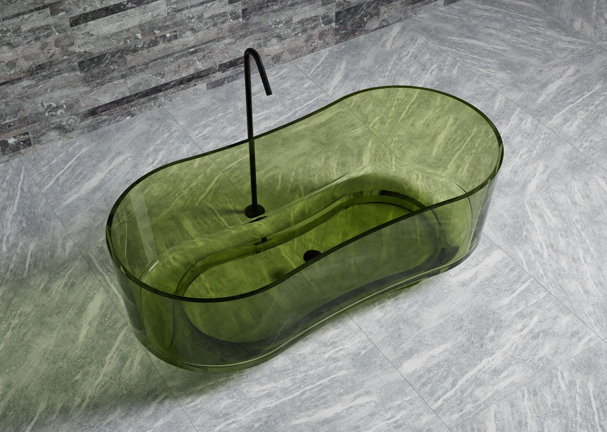 Green Organic Oval Transparent Bathtub; original factory model TW-8702T catalogue detail view 2