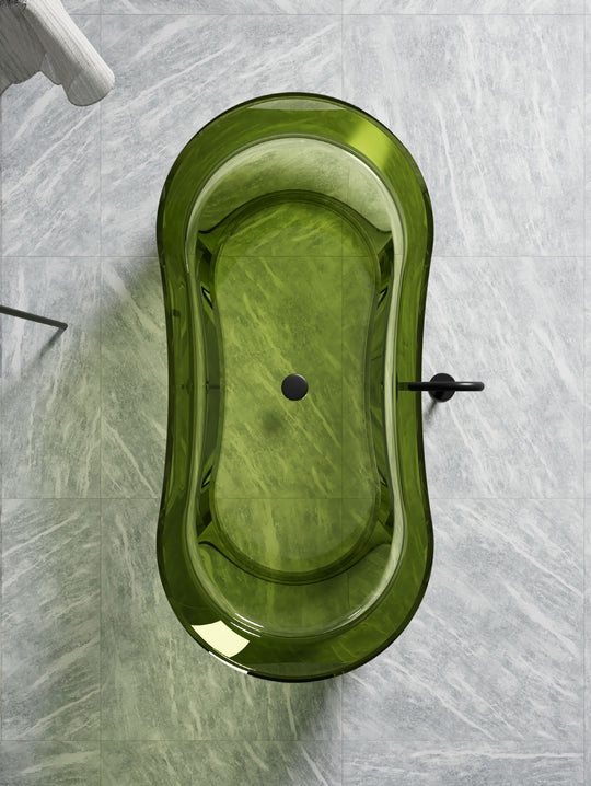 Green Organic Oval Transparent Bathtub; original factory model TW-8702T complete product view
