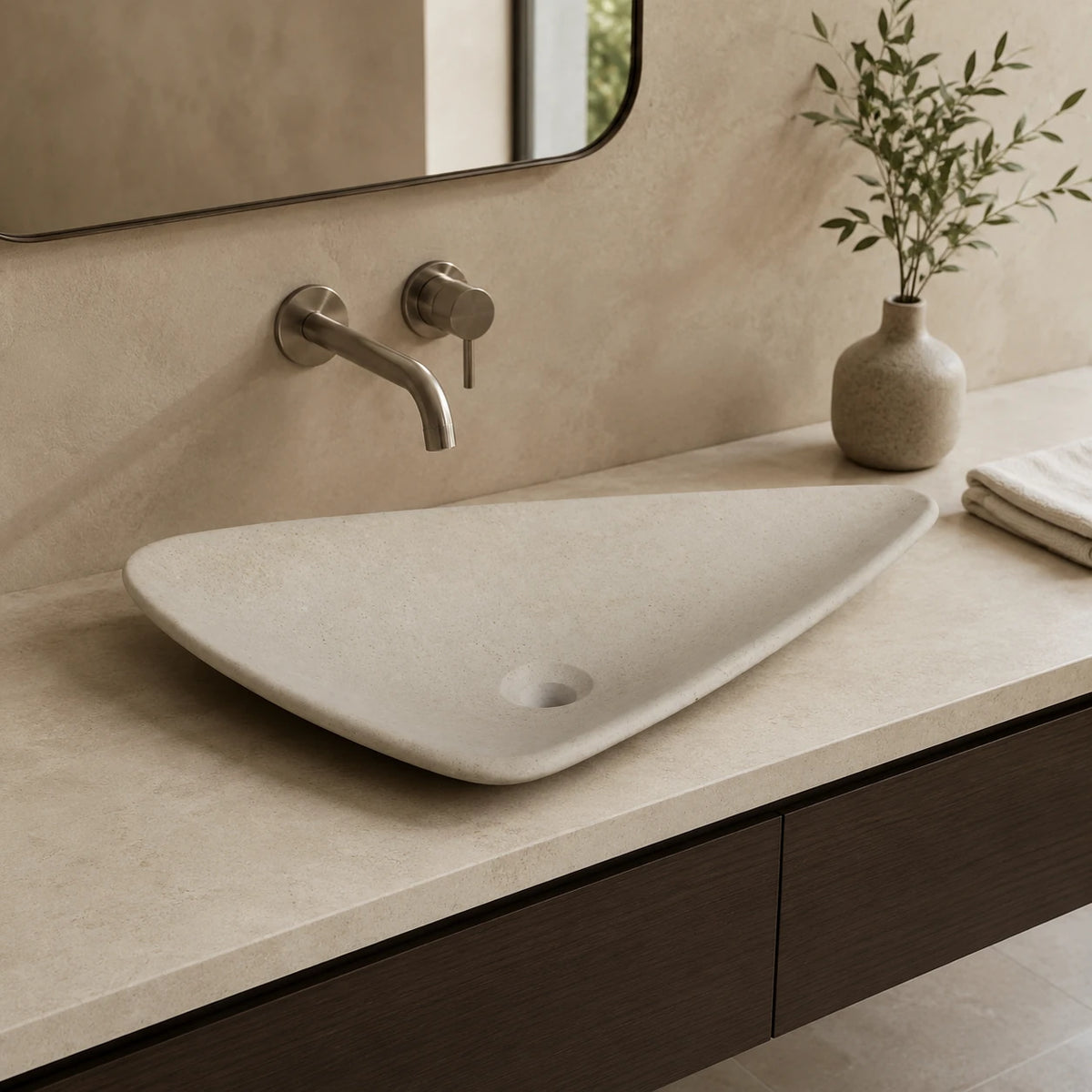 Grey Marble Triangular Vessel Basin 25.6×15