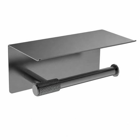 Gun Grey Paper Holder with Shelf — wall-mounted SUS304 stainless steel bathroom hardware | SANIKB