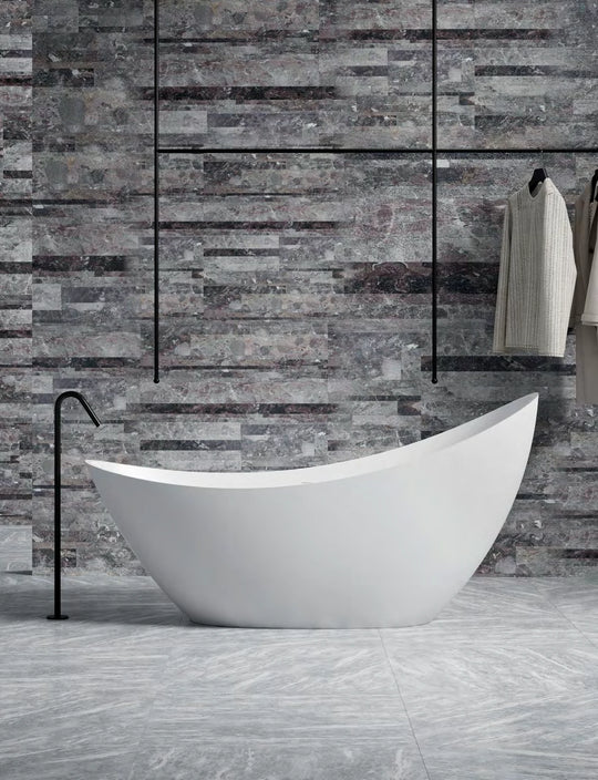 High Back Slipper Solid Surface Bathtub - XA-8816; complete factory model view