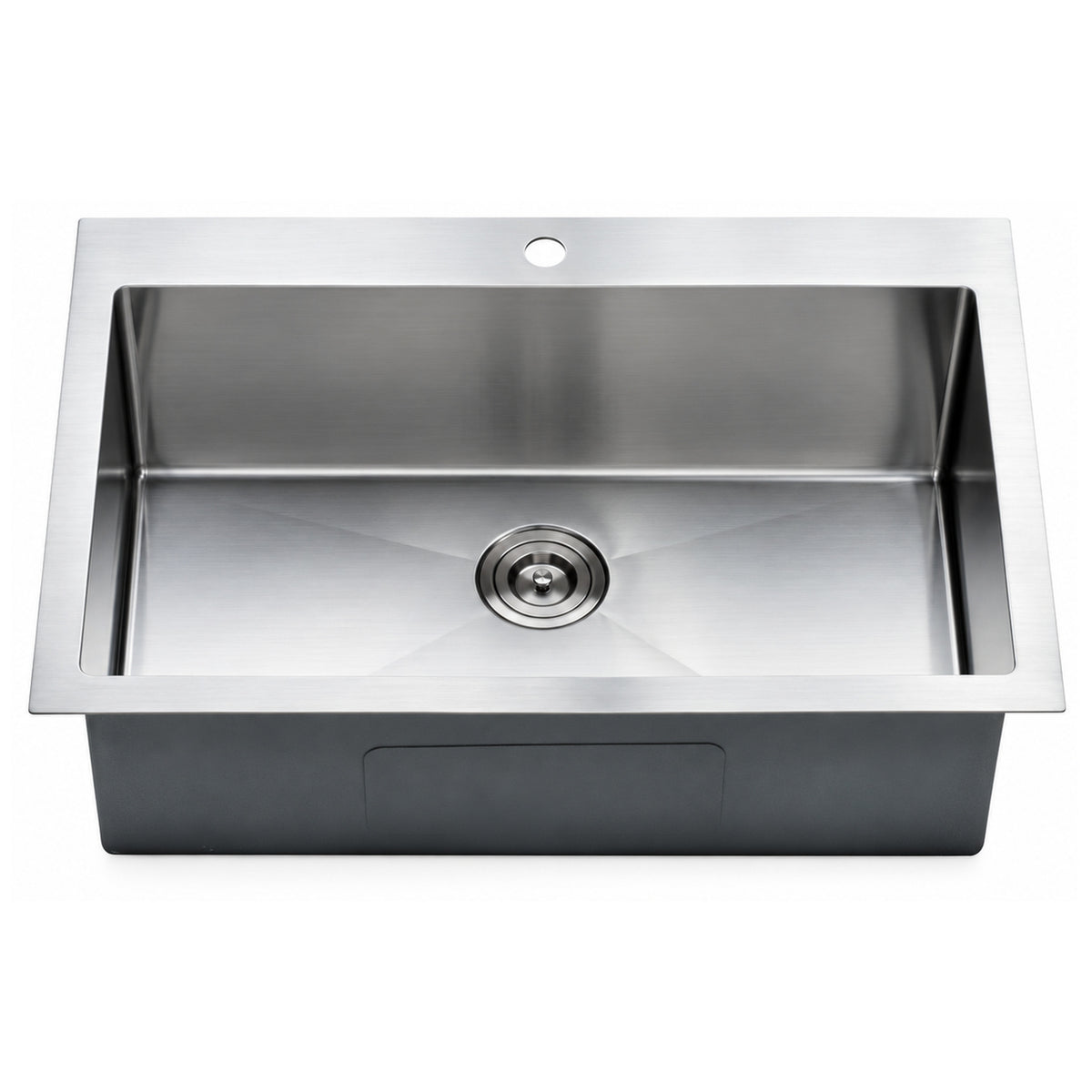 SANIKB HMT3322R — Handmade Top-Mount Single Bowl Sink 33x22, 30" x 17" Basin, 9" Deep