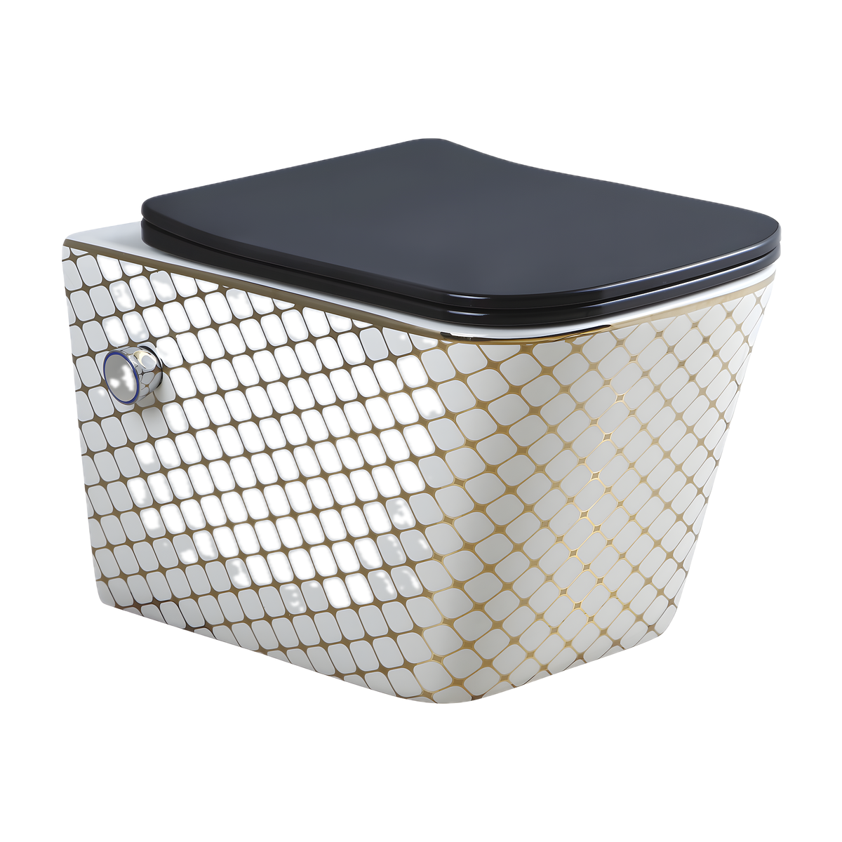 SANIKB LJ-E03 wall-hung toilet, Gold Floral Grid