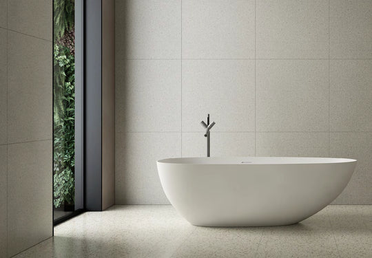 Low Bowl Oval Solid Surface Bathtub - XA-8866; complete factory model view