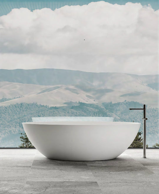 Low Profile Oval Solid Surface Bathtub - XA-8803; complete factory model view
