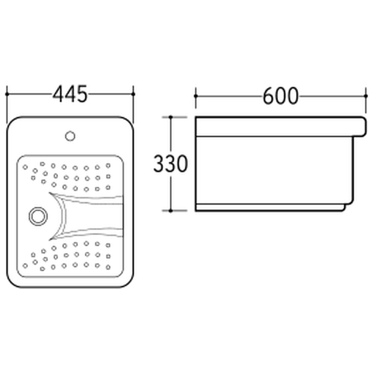 SANIKB NBK-710 foot wash basin dimension drawing, 445 × 600 × 330 mm