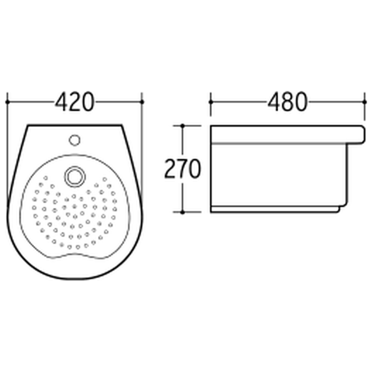 SANIKB NBK-711 foot wash basin dimension drawing, 420 × 480 × 270 mm