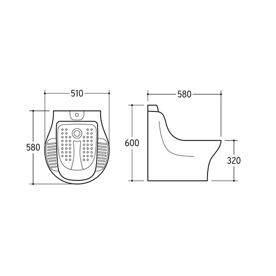 SANIKB NBK-713 mop sink dimension drawing, 510 × 580 × 600 mm