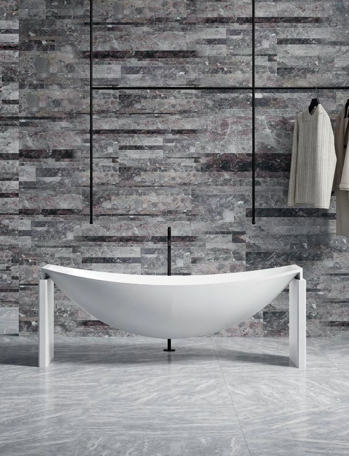 Open Frame Boat Solid Surface Bathtub - T8996-2; complete model view