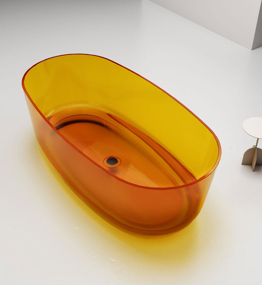 Orange Oval Transparent Bathtub with Swept Rim; original factory model XA-8859T complete product view