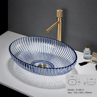 Clear Glass with Blue Rim
