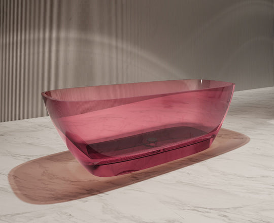 Pink Low-Back Rounded Rectangle Transparent Bathtub; original factory model XA-8808T catalogue detail view 1