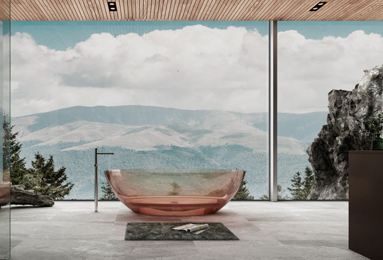 Pink Oval Transparent Bathtub with Low Rim; original factory model XA-8803T catalogue detail view 1