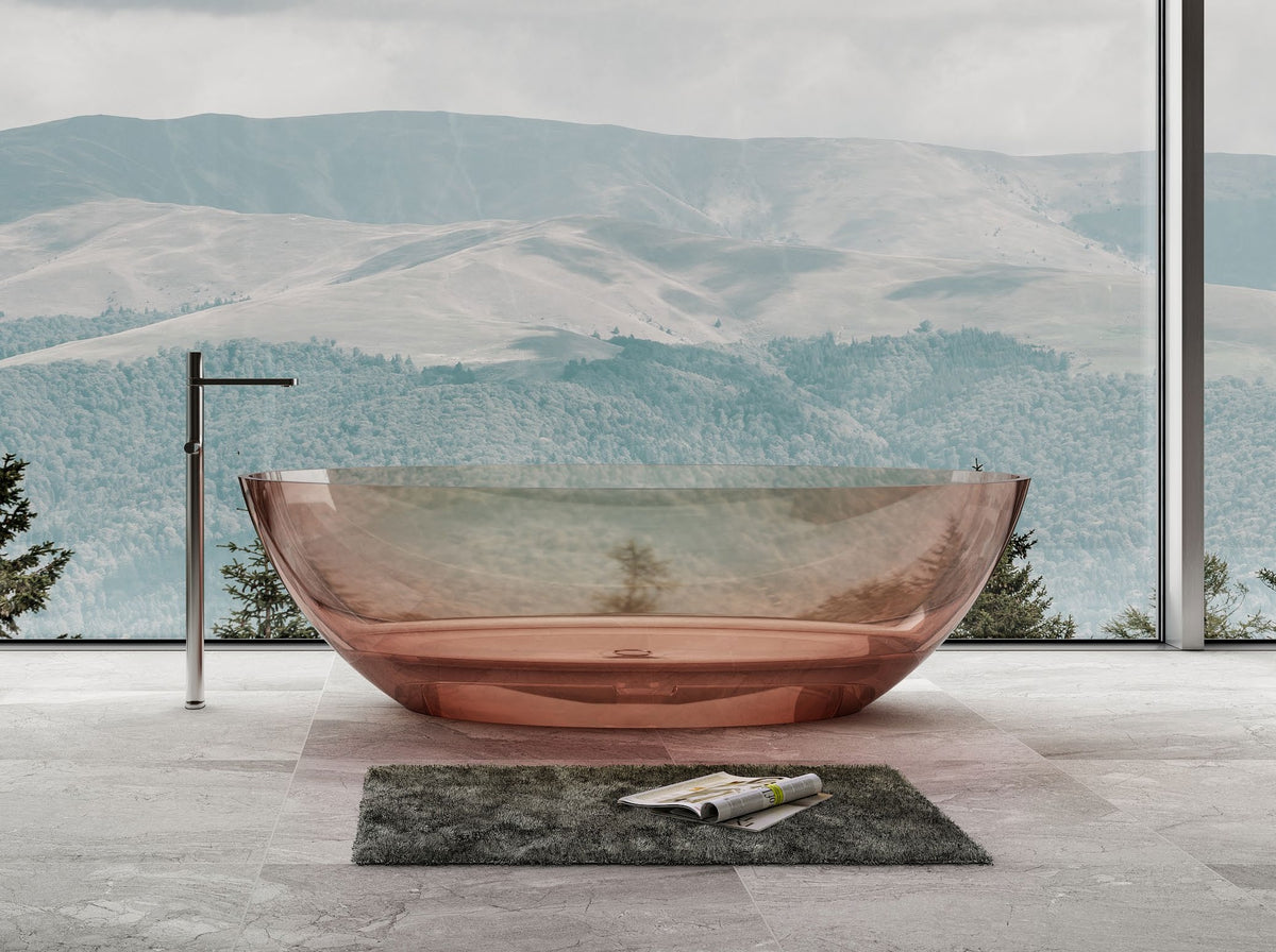 Pink Oval Transparent Bathtub with Low Rim; original factory model XA-8803T catalogue detail view 2