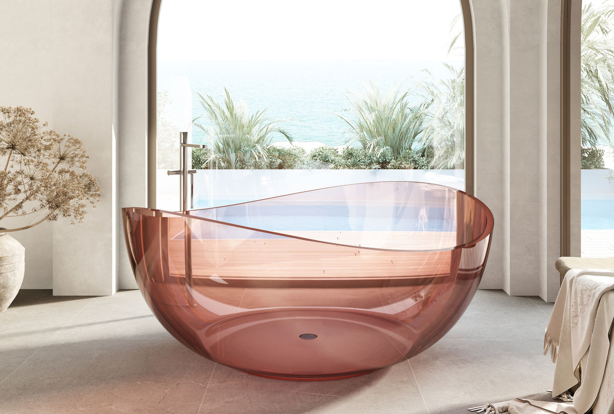 Pink Round Transparent Bathtub; original factory model TW-8666T catalogue detail view 1