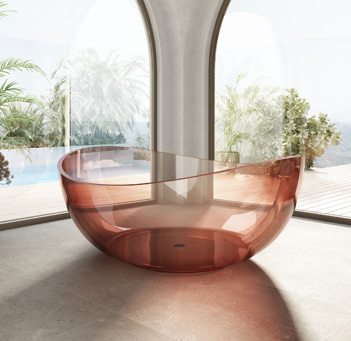 Pink Round Transparent Bathtub; original factory model TW-8666T catalogue detail view 2